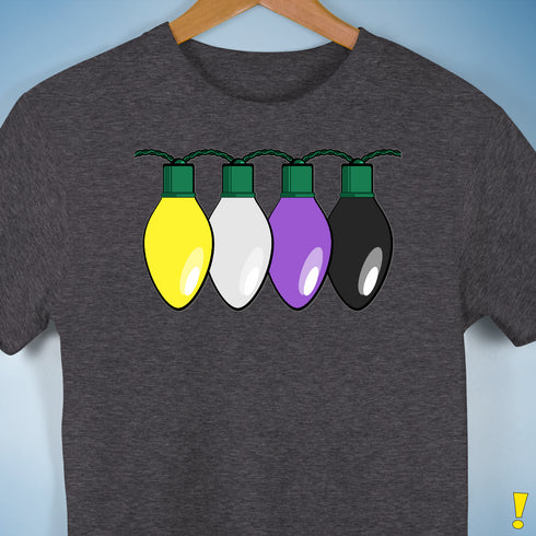 Nonbinary Pride Christmas Lights Premium Unisex T-Shirt - Dark Grey Heather